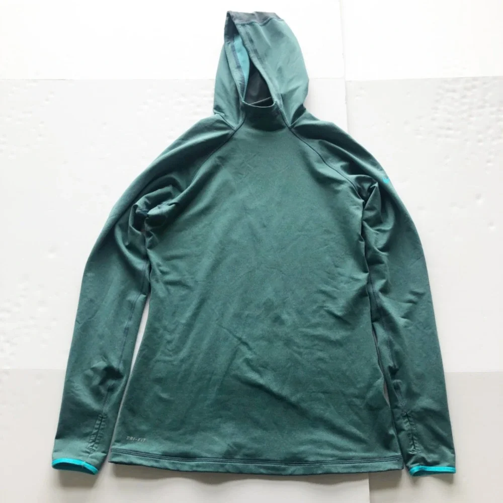 Nike Sweatshirt Womens Large Pro Hoodie Teal Green Long Sleeve